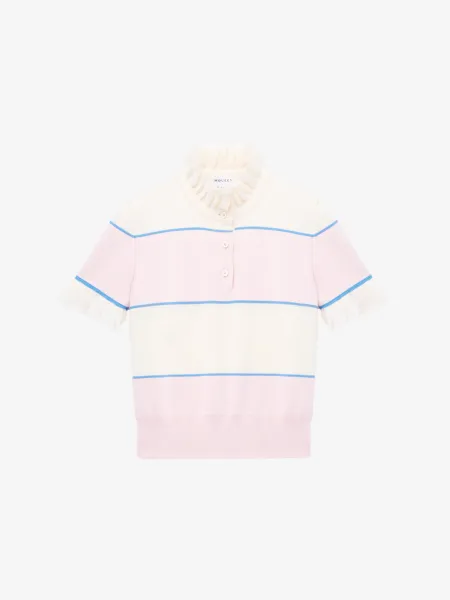 Ruffle Trim Striped Top