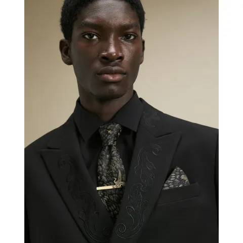 River Island Japanese Tie And Handkerchief Set