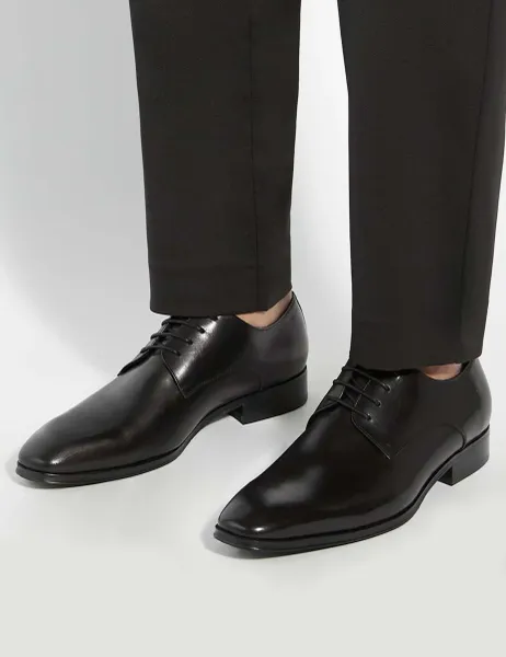 Wide Fit Leather Oxford Shoes Black