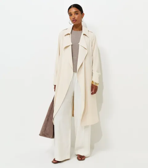Women's Stone Waterfall Front Draped Mid-Length Coat