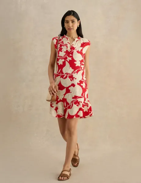 Hobbs Floral Mini Tiered Dress Red Mix