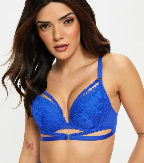 Women's Bright Blue Yours Truly Padded Plunge Bra