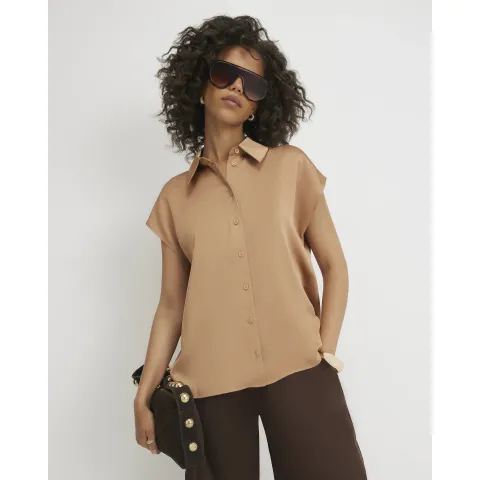 River Island Satin Short Sleeve Shirt
