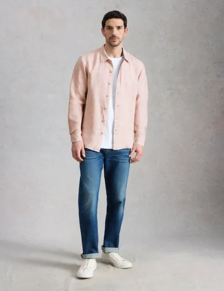White Stuff Regular Fit Pure Linen Shirt Pink