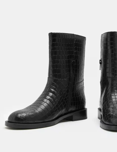 Marks & Spencer Leather Block Heel Boots Black