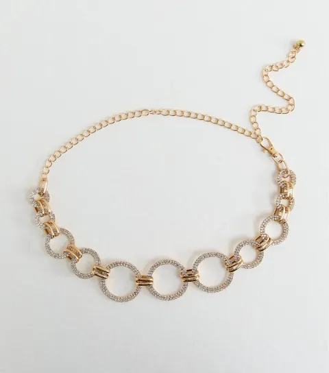 Gold Diamante Embellished Circle Belt