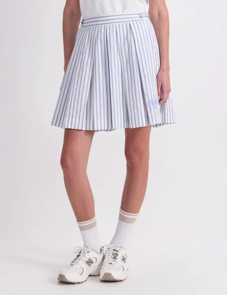 Pure Cotton Striped Mini Skirt Blue