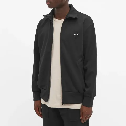 Comme des Garcons Play Black Heart Zip Back Print Track Top