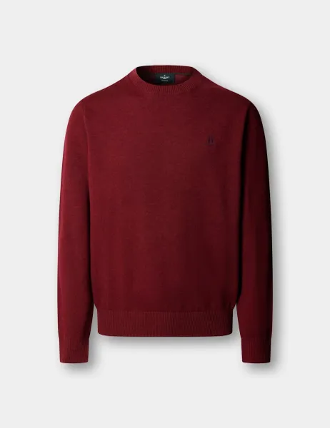 Hackett Pure Cotton Crew Neck Jumper Dark Red