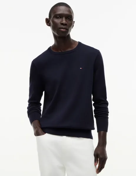 Tommy Hilfiger Pure Cotton Crew Neck Jumper Navy