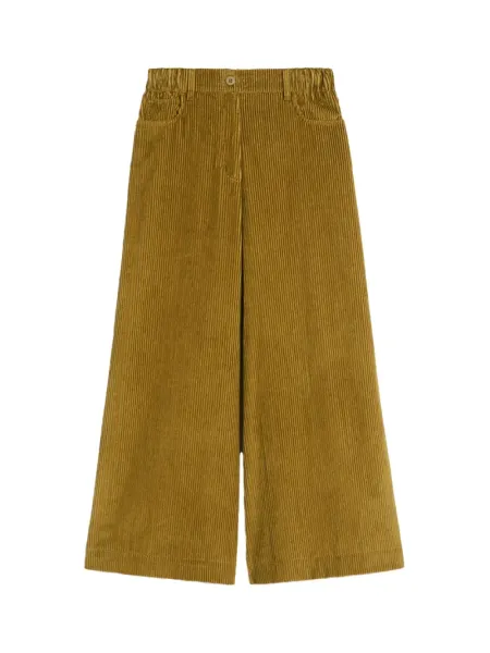 Cropped Cotton Velvet Trousers Olive