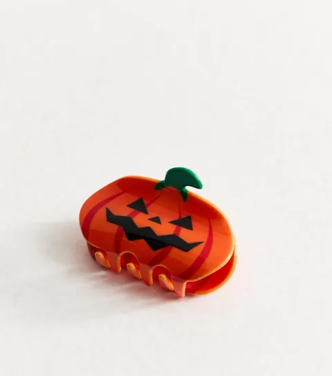 Orange Halloween Pumpkin Hair Claw Clip
