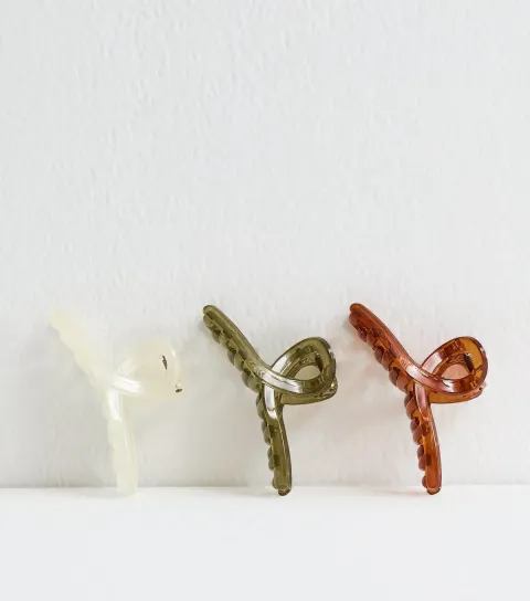 Pack of 3 Multi Colour Mini Twist Hair Claw Clips