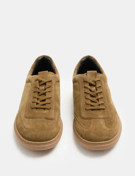 Autograph Suede Contrast Sole Lace Up Trainers Light Brown
