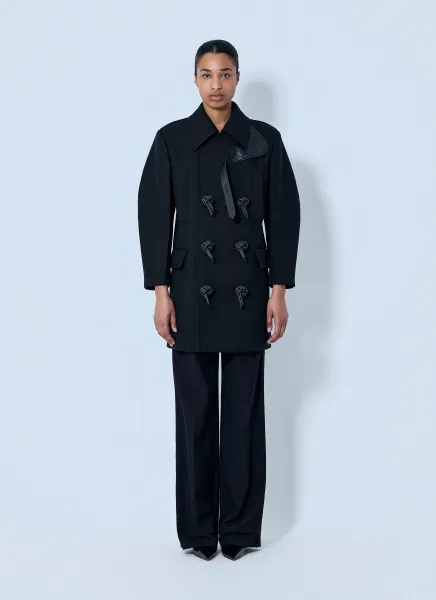Double-Breasted Coat with Knot Details
