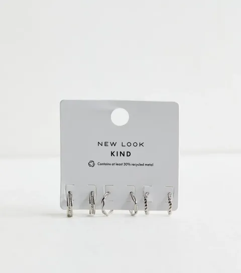 Pack of 3 Silver Tone Mini Twist Hoop Earrings