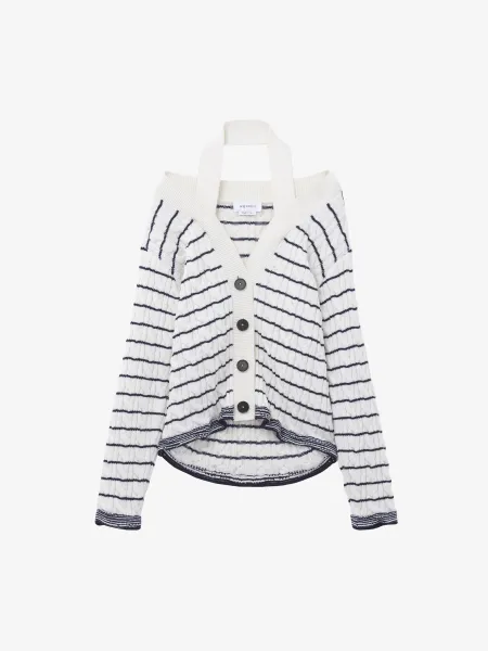 Off-the-shoulder Striped Cardigan