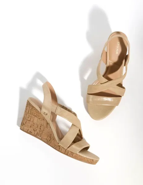 Dune London Leather Crossover Wedge Sandals