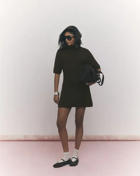 River Island High Neck Cosy Mini Dress
