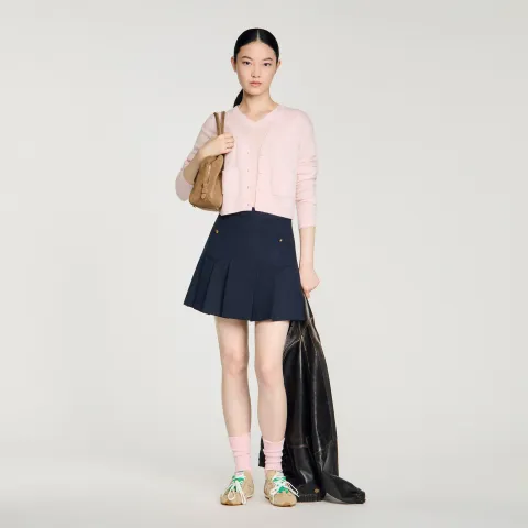 Cropped cashmere wool cardigan