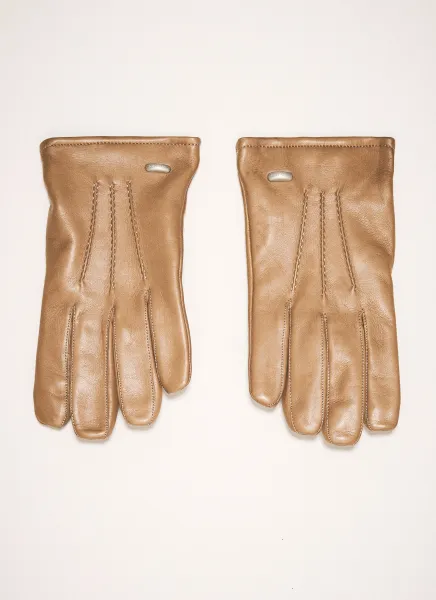 Topstitched Leather Gloves