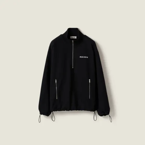 Cotton fleece zipper sweatshirt