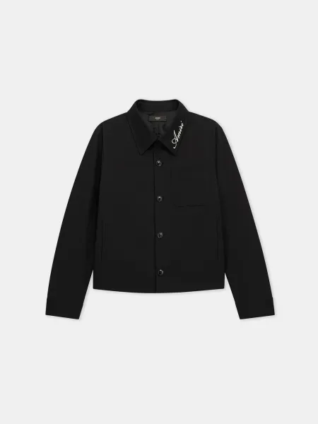 SCRIPT COLLAR SHIRT JACKET - Black