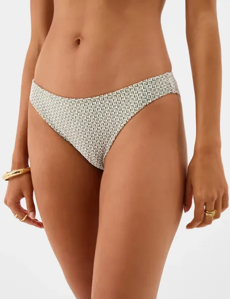 Accessorize Geometric High Leg Bikini Bottoms Khaki