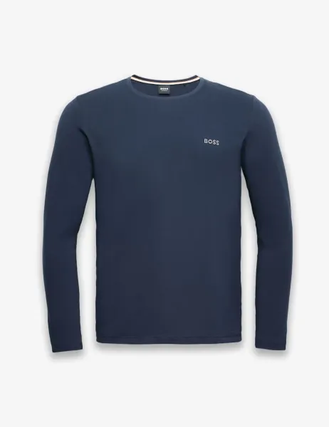 Boss Cotton Rich Crew Neck Logo T-Shirt Navy