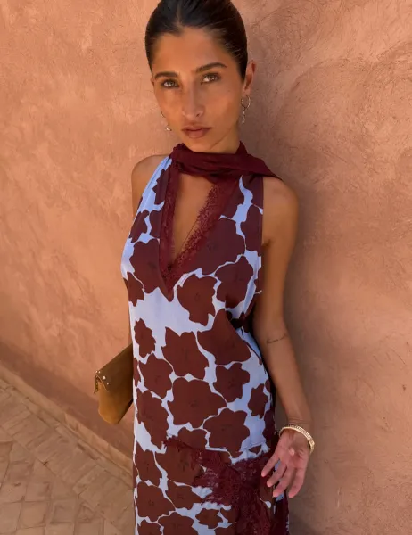 Never Fully Dressed Floral Lace Detail Vest Top Burgundy Mix