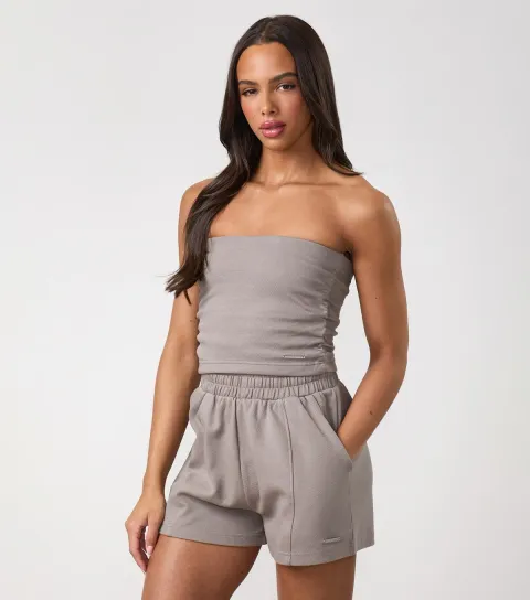 Women's Light Grey Cropped Bandeau Top