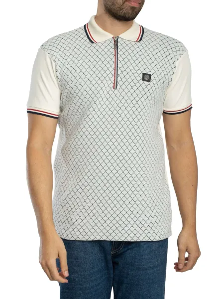 Ottoman Jacquard Panel Polo Shirt