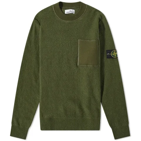 Soft Cotton Wool Patch Detail Crew Knit