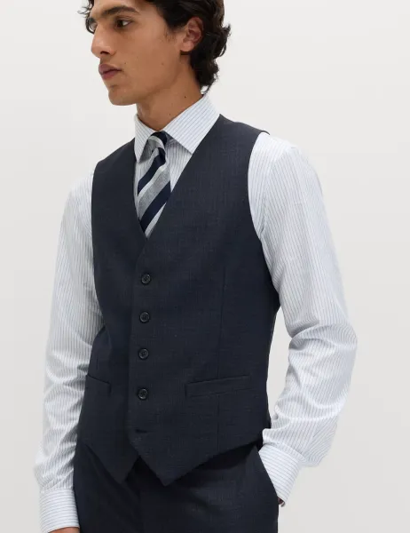Marks & Spencer Textured Stretch Waistcoat Navy