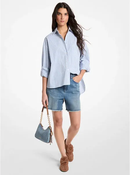 Striped Stretch Cotton Blend Shirt