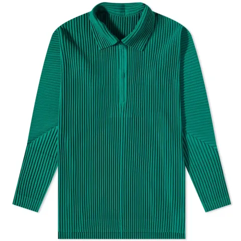 Long Sleeve Pleat Quarter Zip Polo