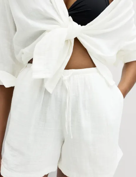 Marks & Spencer Pure Cotton Double Cloth Shorts Soft White