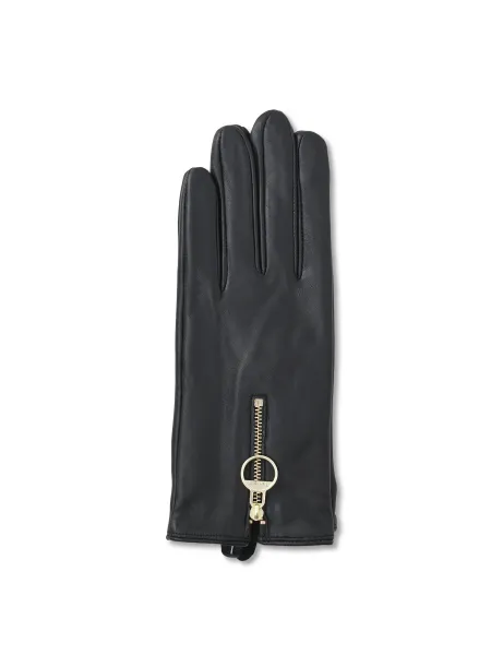 BARBOUR Arlene Leather Gloves - Black & Classic Tartan