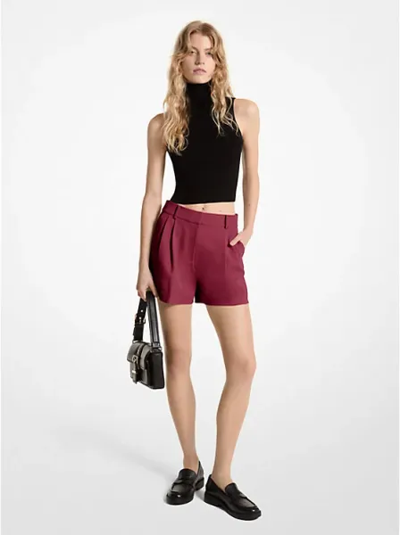 Pleated Crepe Shorts