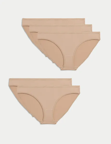 Marks & Spencer 5pk Microfibre Low Rise Bikini Knickers Rose Quartz