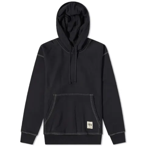 Contrast Stitch Label Hoodie