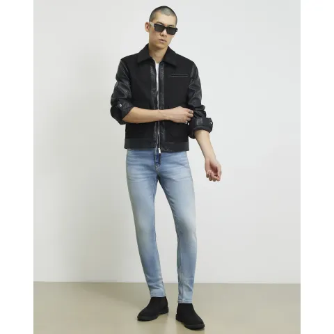 River Island Skinny Fit Washed Spray On Jeans