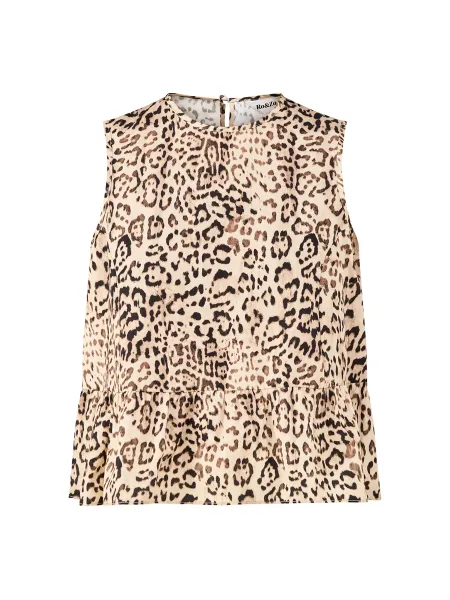 RO&ZO Leopard Print Cotton Peplum Top