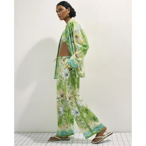 River Island Cotton Tropicana Wide Leg Trousers