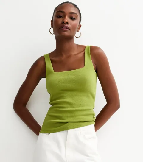 Women's Premium Light Khaki Square Neck Top