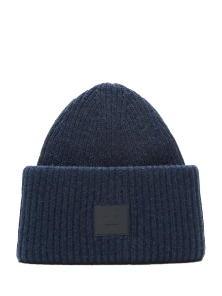 Unisex Face Logo Beanie Light Navy Melange