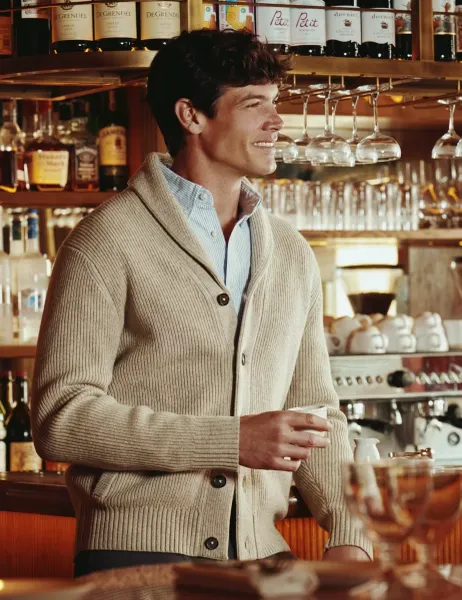 Charles Tyrwhitt Merino Wool Shawl Neck Cardigan Oatmeal