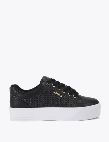 Carvela Lace Up Weave Detail Flatform Trainers