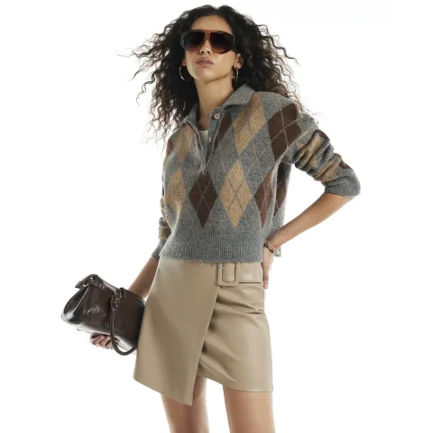 River Island Faux Leather Buckle Mini Wrap Skirt