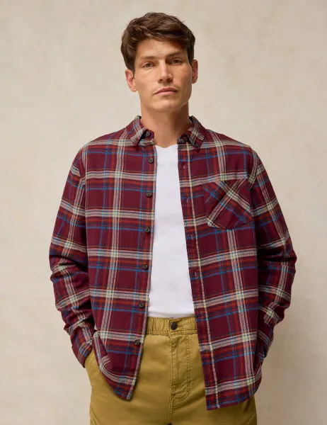White Stuff Regular Fit Pure Cotton Printed Shirt Burgundy Mix